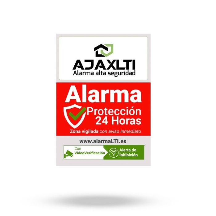 Mini Cartel disuasorio de Alarma Ajax tamaño A7 74×105 mm en vinilo